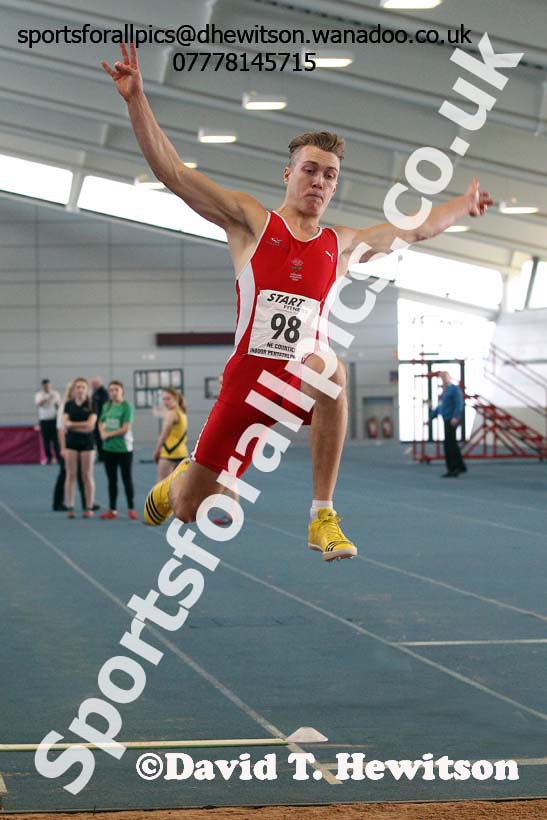 Men's long jump, NECAA Championships and Open Indoor Pentathlon, Gateshead College Academy of Sport. Photo: David T. Hewitson/Sports for All Pics